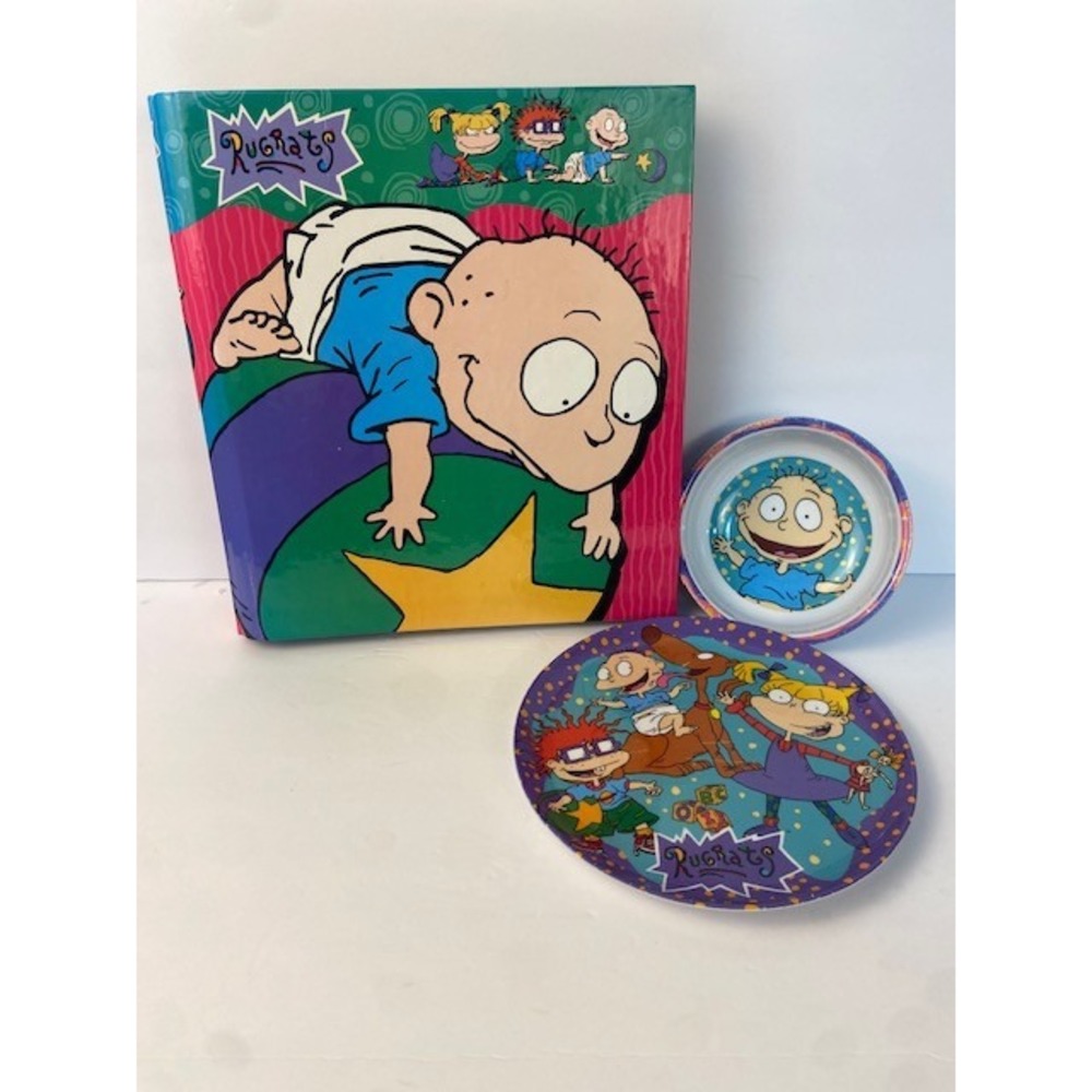 Vintage Rugrats 1997 Nickelodeon Binder Plate and Bowl Set Tommy Pickles 90s